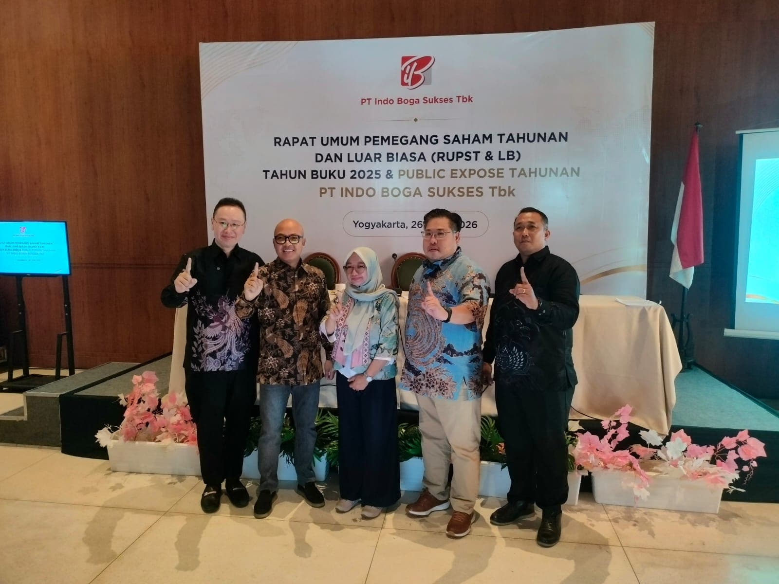 PT Indo Boga Sukses Tbk (IBOS) menggelar RUPST dan Public Expose 2026. Perseroan melakukan penyegaran direksi dan komisaris serta optimistis mengejar pertumbuhan industri F&B sebesar 7 persen hingga 2029 melalui ekspansi bisnis. (dok. jogjabanget)